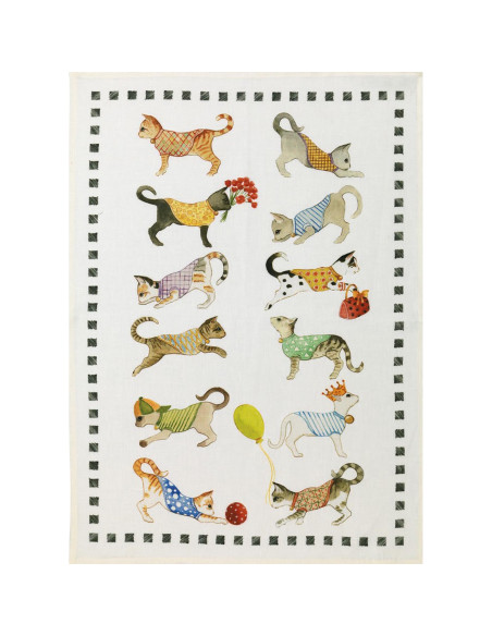 Linen towel Best Friends cats | TESSITURA TOSCANA TELERIE - 2