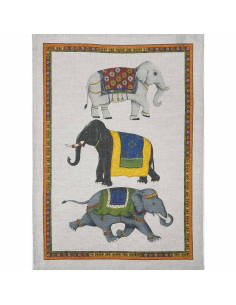 Linen towel Barnum elephants | TESSITURA TOSCANA TELERIE - 1