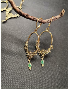 Náušnice s oválným ověsem a zeleným kamenem | PIOU PIOU-2