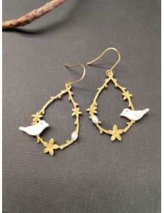 Náušnice s ověsem a perleťovými ptáčky | PIOU PIOU-1 2