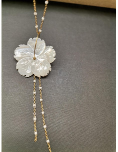 Long chain with pearl flower and white details | PIOU PIOU - 1 2