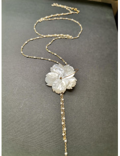 Long chain with pearl flower and white details | PIOU PIOU - 1