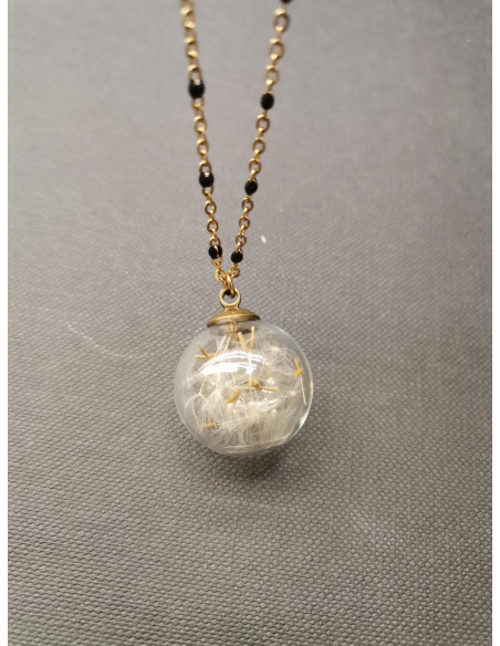 Chain necklace with glass trailer Dandelion | PIOU PIOU - 3