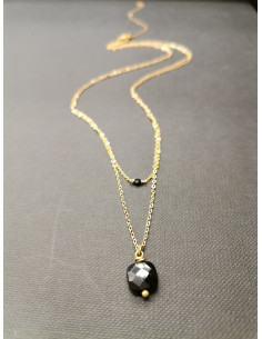 Long gold chain with onyx | PIOU PIOU - 1