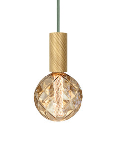 Závěsné světlo Tube ze dřeva, kabel Sea spray | NUD COLLECTION-1