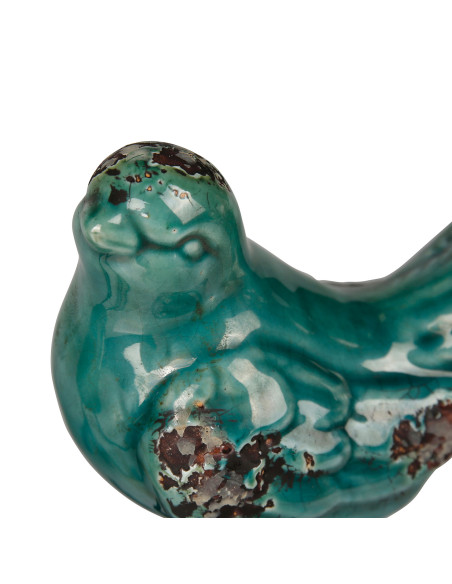 Dekorace - keramický ptáček, zelený s patinou | CÔTÉ TABLE-4