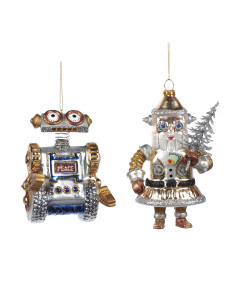 Pop art skleněná dekorace – závěsný robot se stromkem | GOODWILL-1 2