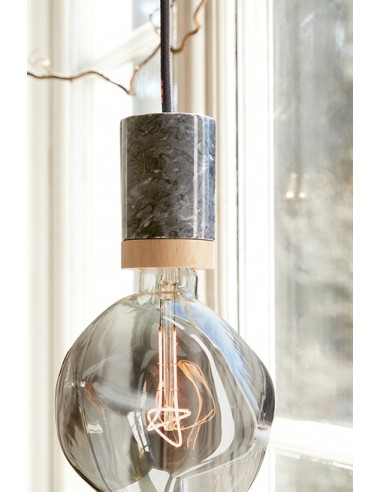 Závěsné světlo z černého mramoru a dřeva, kabel Pewter | NUD COLLECTION-2