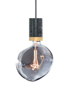 Pendant light made of black marble and wood, Pewter cable | NUD COLLECTION - 1