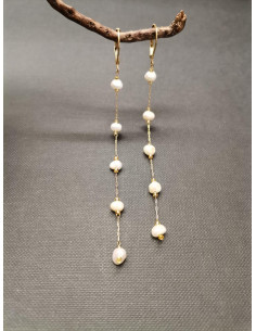 Řetízkové náušnice s perličkami | PIOU PIOU-1 2