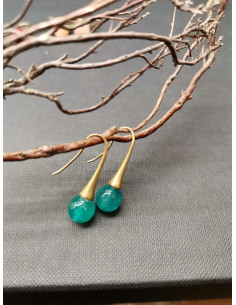 Závěsné náušnice s modrou kuličkou | PIOU PIOU-1