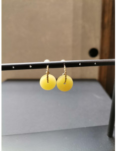 Náušnice s kulatým žlutým korálkem| PIOU PIOU-1