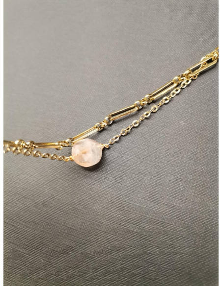 Náramek s dvojitým řetízkem a se slunečním kamenem | PIOU PIOU-2