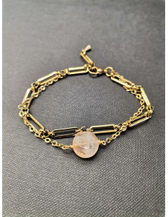 Náramek s dvojitým řetízkem a se slunečním kamenem | PIOU PIOU-1