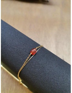 Gold chain bracelet with red rhinestone | PIOU PIOU - 1 2