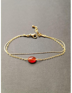 Gold chain bracelet with red rhinestone | PIOU PIOU - 1