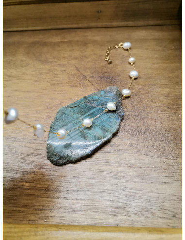 Řetízkový náramek zlatý se sladkovodními perlami | PIOU PIOU-2