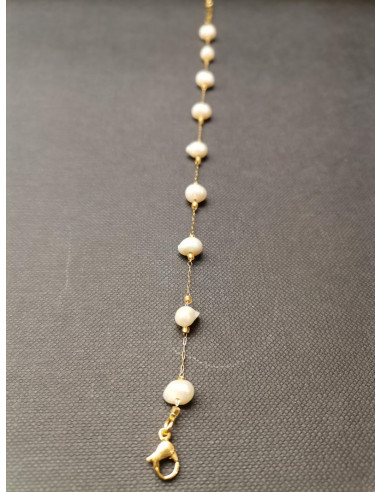 Řetízkový náramek zlatý se sladkovodními perlami | PIOU PIOU-3