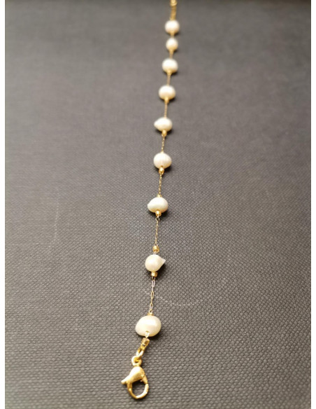 Řetízkový náramek zlatý se sladkovodními perlami | PIOU PIOU-3