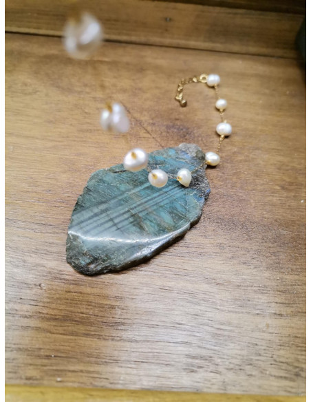 Řetízkový náramek zlatý se sladkovodními perlami | PIOU PIOU-4