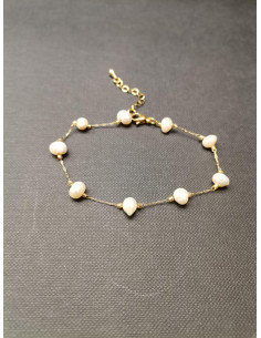 Gold chain bracelet with freshwater pearls | PIOU PIOU - 1