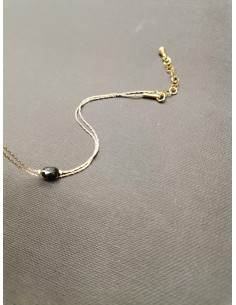 Gold chain bracelet with raw sapphire | PIOU PIOU - 1 2