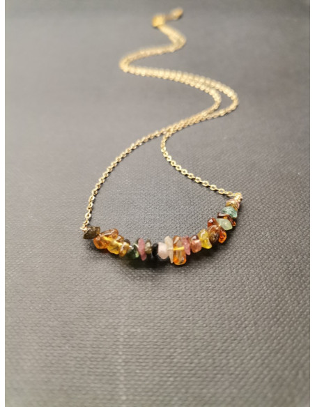 Necklace with coloured tourmaline stones | PIOU PIOU - 1