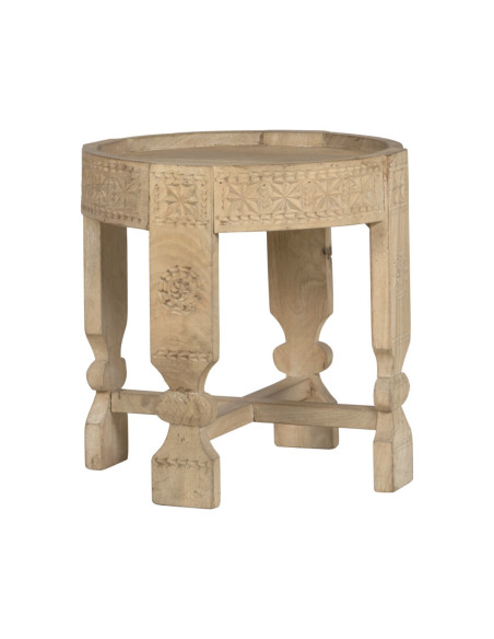 Odkládací kulatý stolek s řezbou | dovoz Indie-1