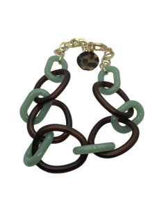 Chocolate and grey-green chain necklace | FRANCINE BRAMLI - 1