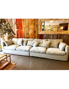 Nomad 6-seater sofa in beige linen | HOME SPIRIT - 1