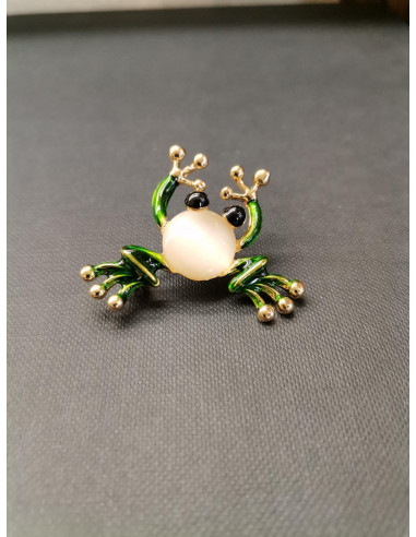 Brooch - golden frog with rhinestones | PIOU PIOU - 1