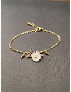 Bracelet with pearl flower and tourmalines | PIOU PIOU - 1