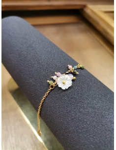 Bracelet with pearl flower and tourmalines | PIOU PIOU - 1 2