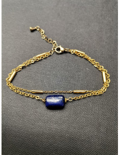 Bracelet with double chain and lapis | PIOU PIOU - 1