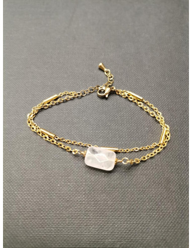 Náramek s dvojitým řetízkem a růženínem | PIOU PIOU-1