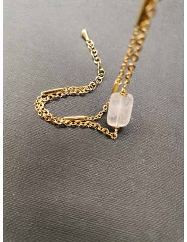 Náramek s dvojitým řetízkem a růženínem | PIOU PIOU-2