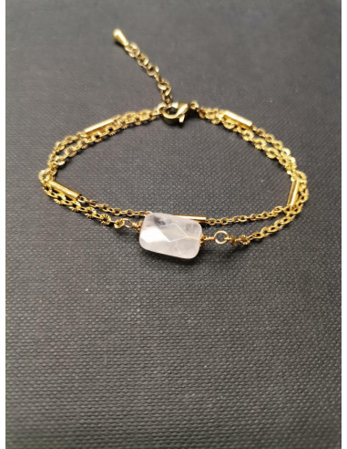 Náramek s dvojitým řetízkem a růženínem | PIOU PIOU-3