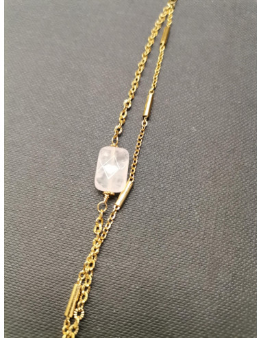 Náramek s dvojitým řetízkem a růženínem | PIOU PIOU-4