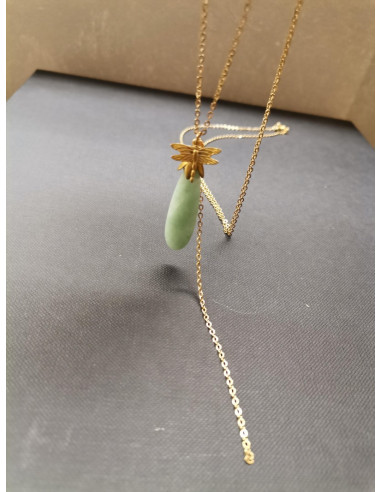Chain necklace with dragonfly and aventurine | PIOU PIOU - 3
