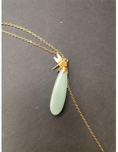 Chain necklace with dragonfly and aventurine | PIOU PIOU - 1 2
