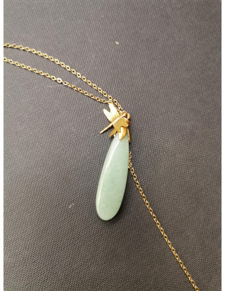 Chain necklace with dragonfly and aventurine | PIOU PIOU - 2