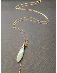 Chain necklace with dragonfly and aventurine | PIOU PIOU - 1