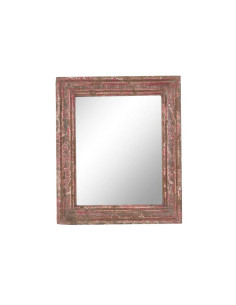 Wooden mirror with red patina, 34x28 | import India - 1