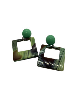 Náušnice s čtvercovým ověsem, zelené | FRANCIN BRAMLI-1