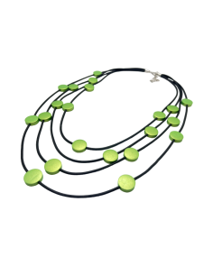 Multi-row necklace with green details | KLÉO PARIS - 1