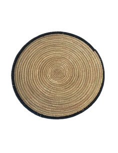 Decorative tray with beige braid and black line | EA DÉCO - 1