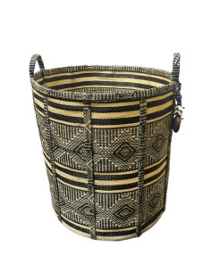 Storage basket Bamaco L, black and beige pattern | EA DÉCO - 1