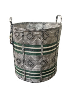 Storage basket Bamaco M, black-white-green pattern | EA DÉCO - 1