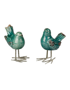 Dekorace - keramický ptáček, zelený s patinou | CÔTÉ TABLE-1 2