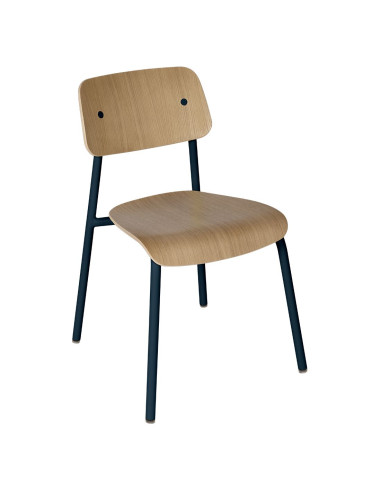 Kovová židle Studie se dřevem, indoor | FERMOB-2 deep blue